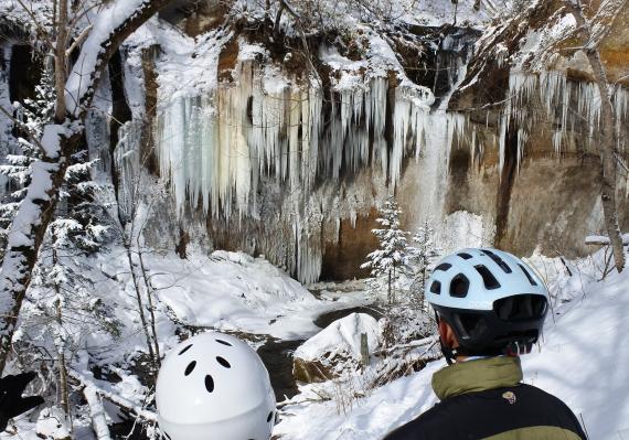Ice Waterfall Fat Bike Tour in Snowy Shikotsu